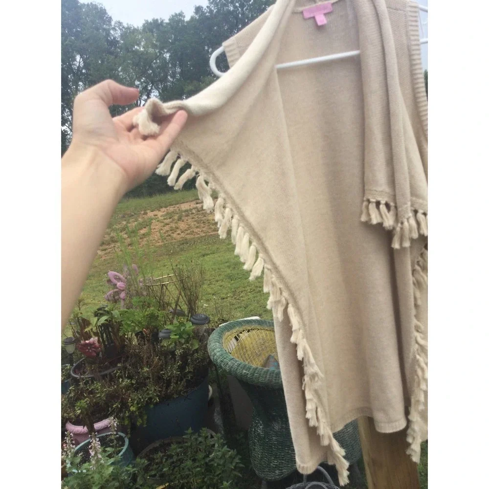 Lilly Pulitzer Womens Sweater Vest Fringe Tassel Gold Size Small‎ Preppy Beachy